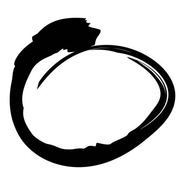 Grunge çemberi fırça darbesi. Soyut siyah yuvarlak çerçeve. Tasarım için yaratıcı bir unsur. Vektör illüstrasyonu beyaz arkaplanda izole edildi.