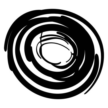 Grunge çemberi fırça darbesi. Soyut siyah yuvarlak çerçeve. Tasarım için yaratıcı bir unsur. Vektör illüstrasyonu beyaz arkaplanda izole edildi.