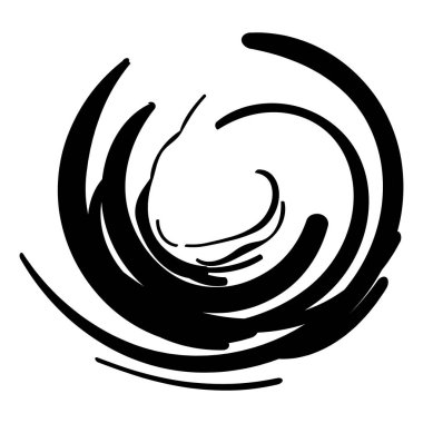 Grunge çemberi fırça darbesi. Soyut siyah yuvarlak çerçeve. Tasarım için yaratıcı bir unsur. Vektör illüstrasyonu beyaz arkaplanda izole edildi.