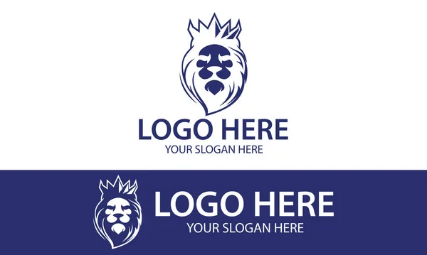 Luxus Színes Oroszlán Arc Crown Logo Design — Stock Vector