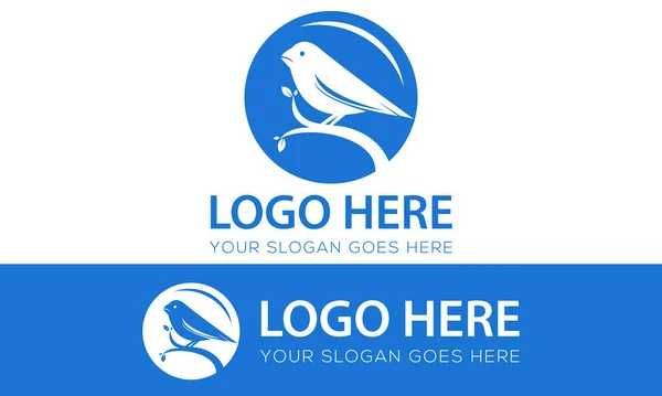 Colore Blu Semplice Cerchio Uccello Sul Disegno Logo Brach — Vettoriale Stock