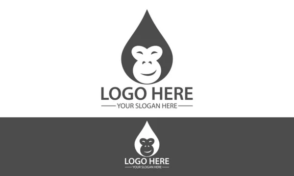 Color Blanco Negro Cara Mono Gota Agua Logo Diseño — Vector de stock