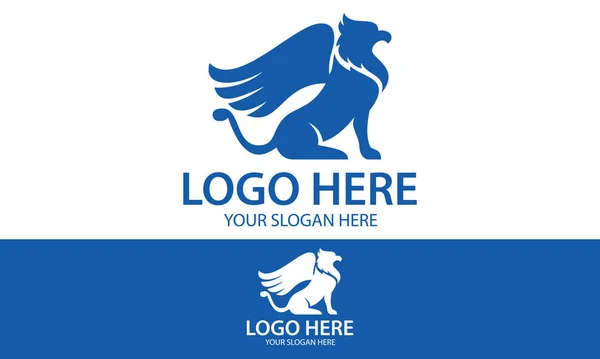 Kék Szín Fantasy Griffon Logo Design — Stock Vector