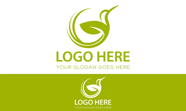 Colore Verde Colibri Humming Bird Wave Logo Design — Vettoriale Stock