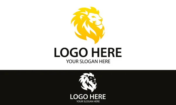Żółty Luksusowy Kolor Małża Głowy Lwa Projekt Logo — Wektor stockowy