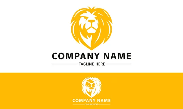 Yellow Color Danger Lion Face Logo Design — Stock Vector