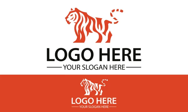 Orange Färg Strip Tiger Logotyp Design — Stock vektor