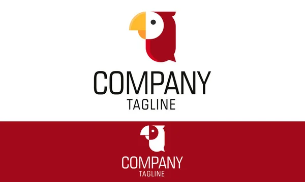Kırmızı Renkli Güzel Macao Kuş Başlı Kabarcık Metin Logosu Tasarımı — Stok Vektör