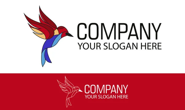 Дизайн Логотипа Colorful Simple Bird Glass — стоковый вектор