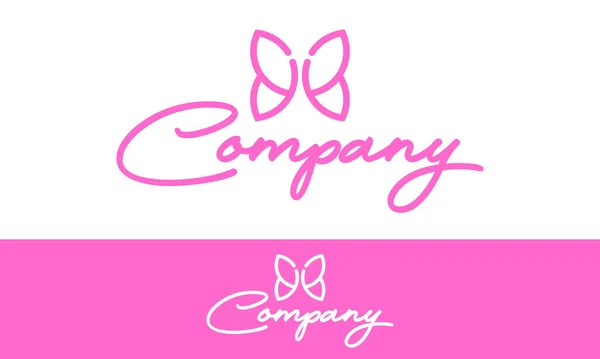 Linea Colore Rosa Art Butterfly Logo Design — Vettoriale Stock