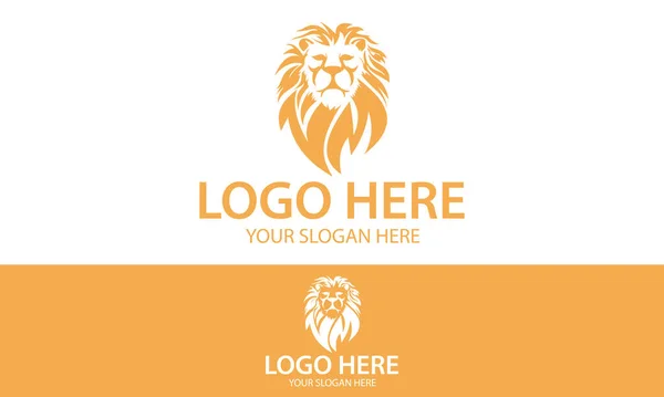 Oranje Kleur Simple Lion Head Logo Ontwerp — Stockvector