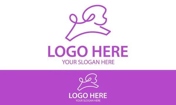 Фіолетовий Колір Мультфільм Лінія Мистецтво Цуценя Позу Логотип Дизайн — стоковий вектор
