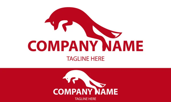 Röd Färg Enkel Hoppa Wildlife Fox Logotyp Design — Stock vektor