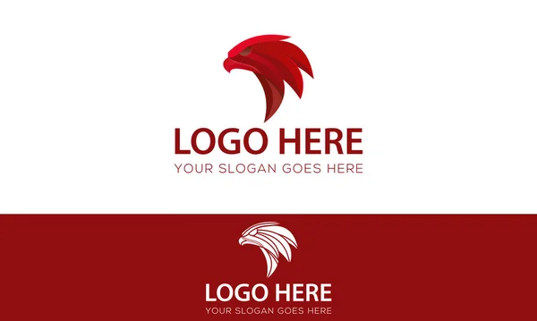 Röd Färg Örn Fågel Huvud Natur Blad Logotyp Design — Stock vektor