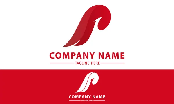 Kırmızı Renkli Soyut Şekil Zarif Kuş Logosu Tasarımı — Stok Vektör