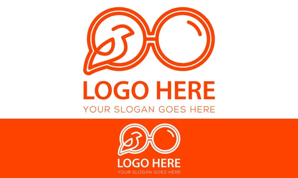 Colore Arancione Linea Semplice Art Bird Occhiali Logo Design — Vettoriale Stock
