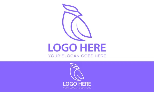Lila Szín Egyszerű Vonal Art Bird Logo Design — Stock Vector