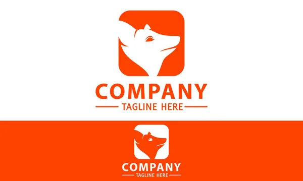 Couleur Orange Abstrait Fox Square Logo Design — Image vectorielle