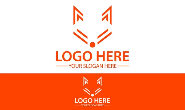 Narancs Szín Absztrakt Fox Line Art Logo Design — Stock Vector