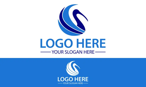 Design Logotipo Ganso Luxo Pássaro Abstrato Cor Azul — Vetor de Stock