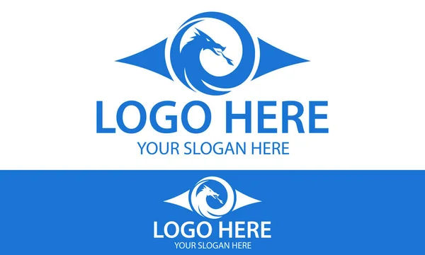 Blå Färg Legend Dragon Myt Logotyp Design — Stock vektor