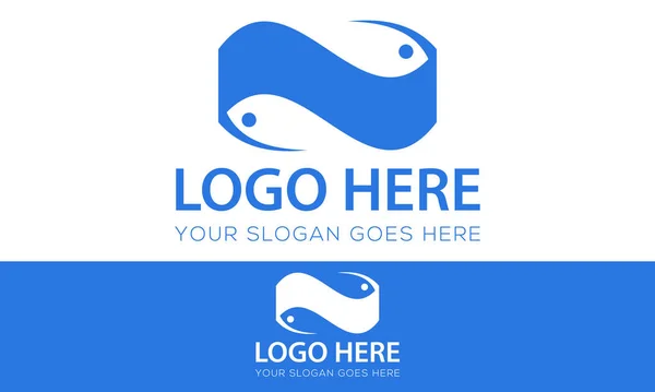 Modrá Barva Abstraktní Ryby Rybaření Lov Logo Design — Stockový vektor