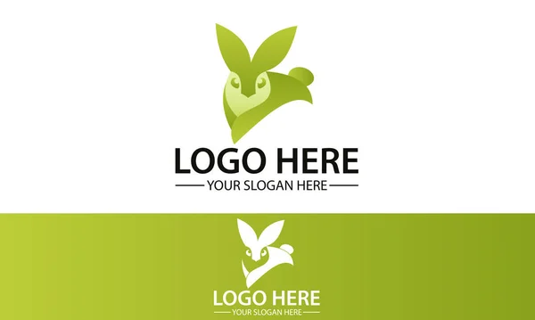 Color Verde Rápido Salto Conejo Animal Logotipo Diseño — Vector de stock