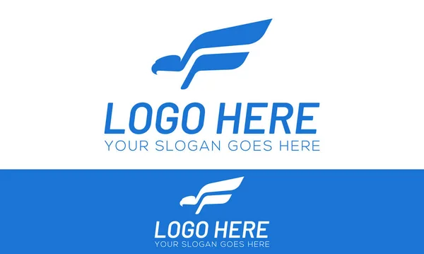 Blaue Farbe Falcon Eagle Bird Initial Letter Logo Design — Stockvektor