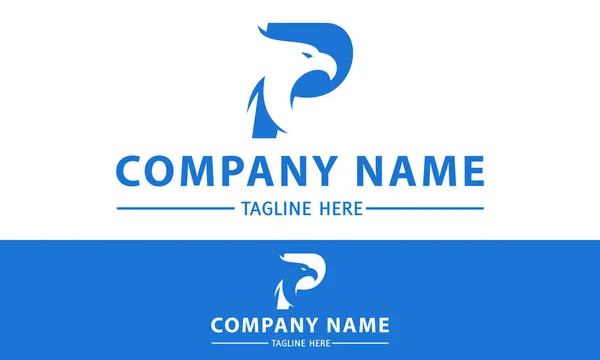Blue Color Falcon Eagle Bird Initial Letter Logo Design — Stock Vector