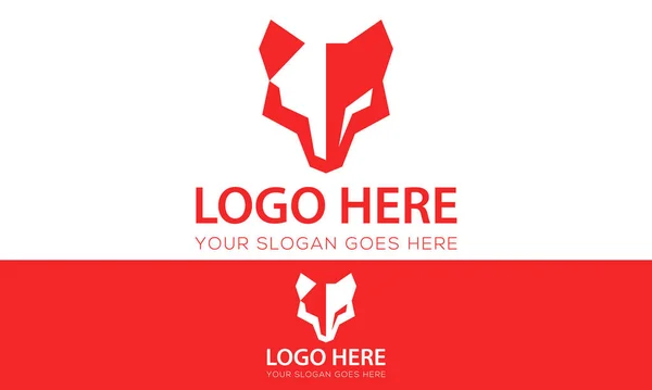 Röd Färg Arg Varg Huvud Logotyp Design — Stock vektor