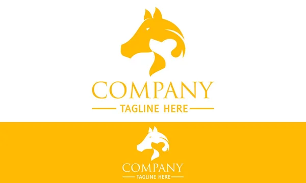 Yellow Color Animal Horse with Negative Space Dog Logo Design