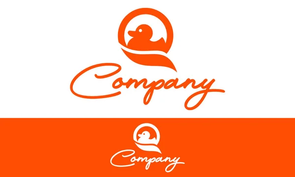 Design Del Logo Dell Anatra Gomma Del Cerchio Colore Arancione — Vettoriale Stock