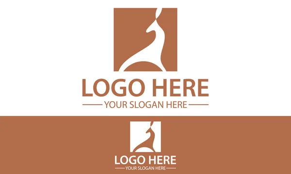 Kahverengi Renk Meydanı Soyut Hayvan Geyiği Logosu Tasarımı — Stok Vektör