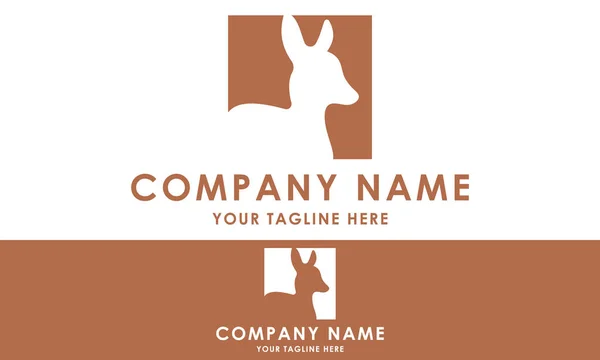 Brown Color Square Negative Animal Deer Logo Design — Stock Vector