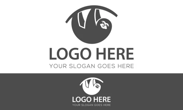 Серый Цвет Simple Lazy Animal Sloth Logo Design — стоковый вектор