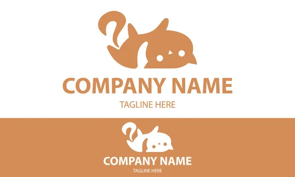 Brown Color Lazy Animal Cat Logo Design
