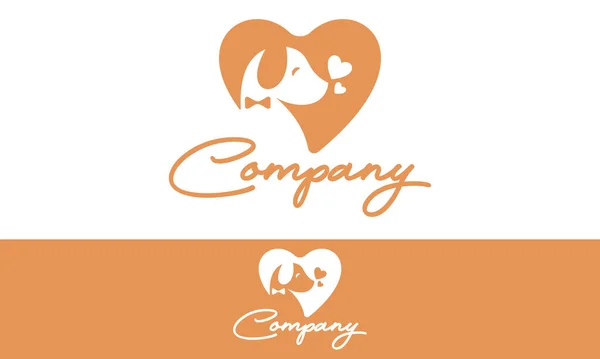 Brown Color Animal Dog Love Logo Design — Stock Vector
