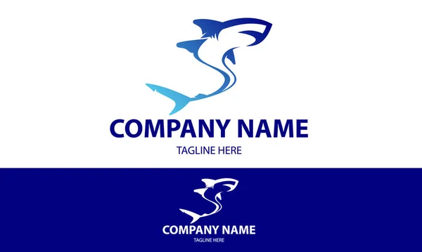 Blue Color Luxury Wave Shark Logo Design — Stock Vector
