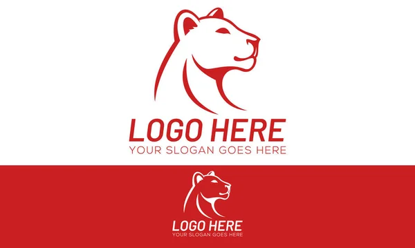 Röd Färg Linje Konst Panter Logotyp Design — Stock vektor