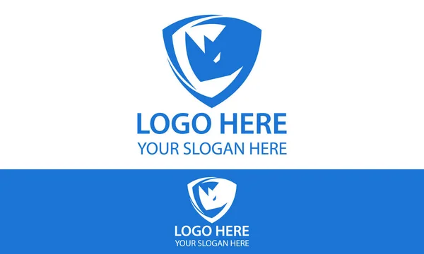 Μπλε Χρώμα Ασπίδα Προστασία Rhino Λογότυπο Σχεδιασμός — Διανυσματικό Αρχείο