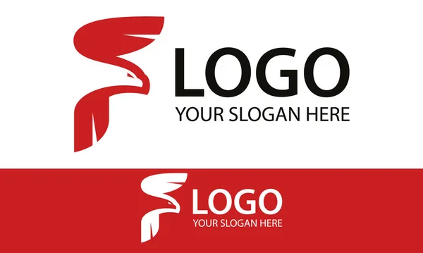 Czerwony Kolor Początkowa Litera Fast Bird Logo Design — Wektor stockowy