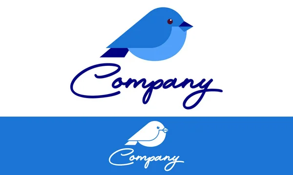 Disegno Sveglio Del Logo Dell Uccello Del Fumetto Colore Blu — Vettoriale Stock