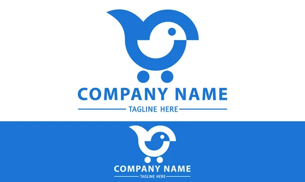 Art Trolley Bird Logo Design — 스톡 벡터