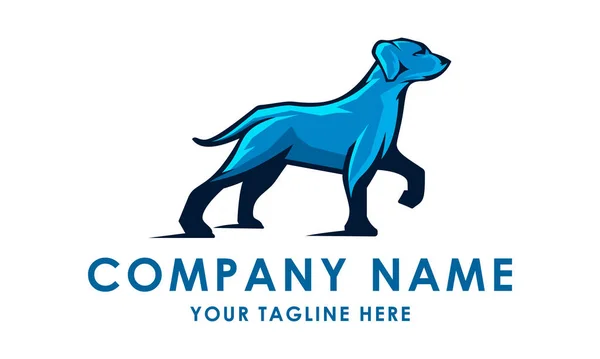 Blå Färg Hund Tecknad Logotyp Design — Stock vektor