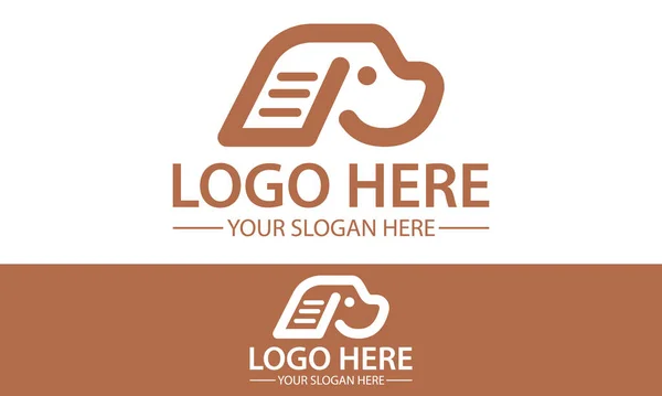 Cor Marrom Dog Head Logo Design — Vetor de Stock