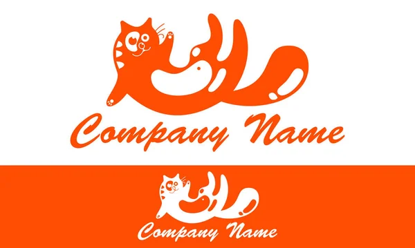 Orange Color Animal Cat Cartoon Logo Design