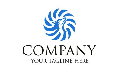 Mavi Renkli Kurt kafa çemberi logo tasarımı