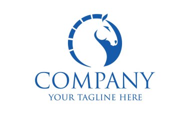 Mavi Renkli At Başı Logosu Tasarımı