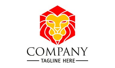 Kırmızı ve Sarı Renkli Aslan Başlı Logo Tasarımı