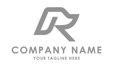 Gri Renkli Köpek Başlığı Baş harfli R harfi logosu